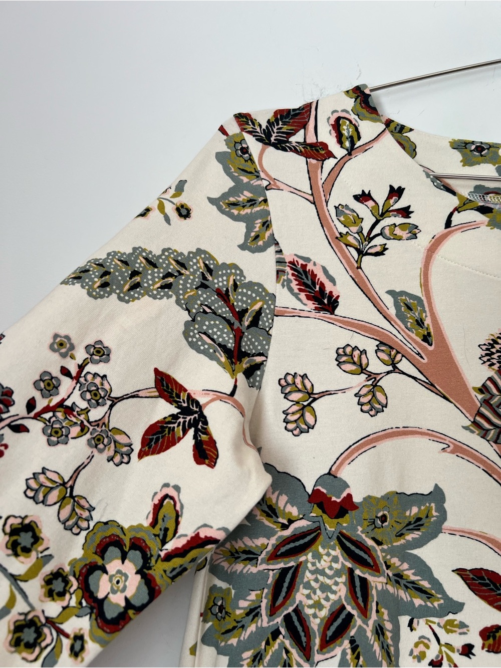 Spartina 449 Cream Botanical Floral Fringe Cotton Shift Dress S Coastal Chic - Picture 6 of 12